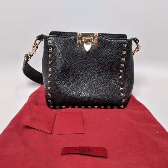 SOLD Valentino Black Pebbled Mini Messenger Bag - Picture 4 of 8